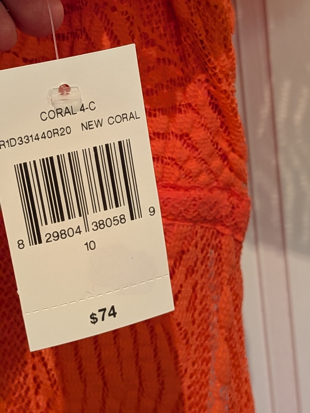 NWT Rabbit Rabbit Rabbit Bright Coral Lace Midi Dress - Picture 3 of 7